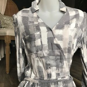 Grey/White Wrap dress NEVER WORN